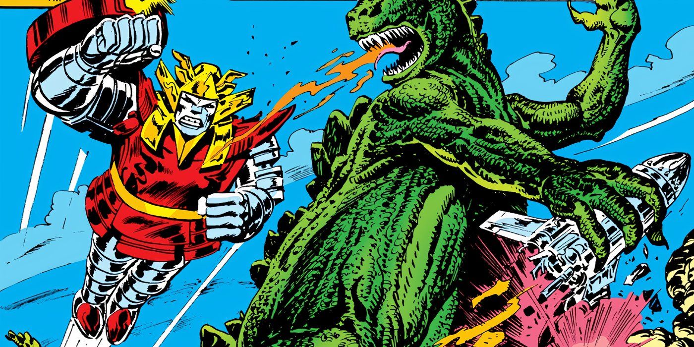 Godzilla fighting Red Ronin