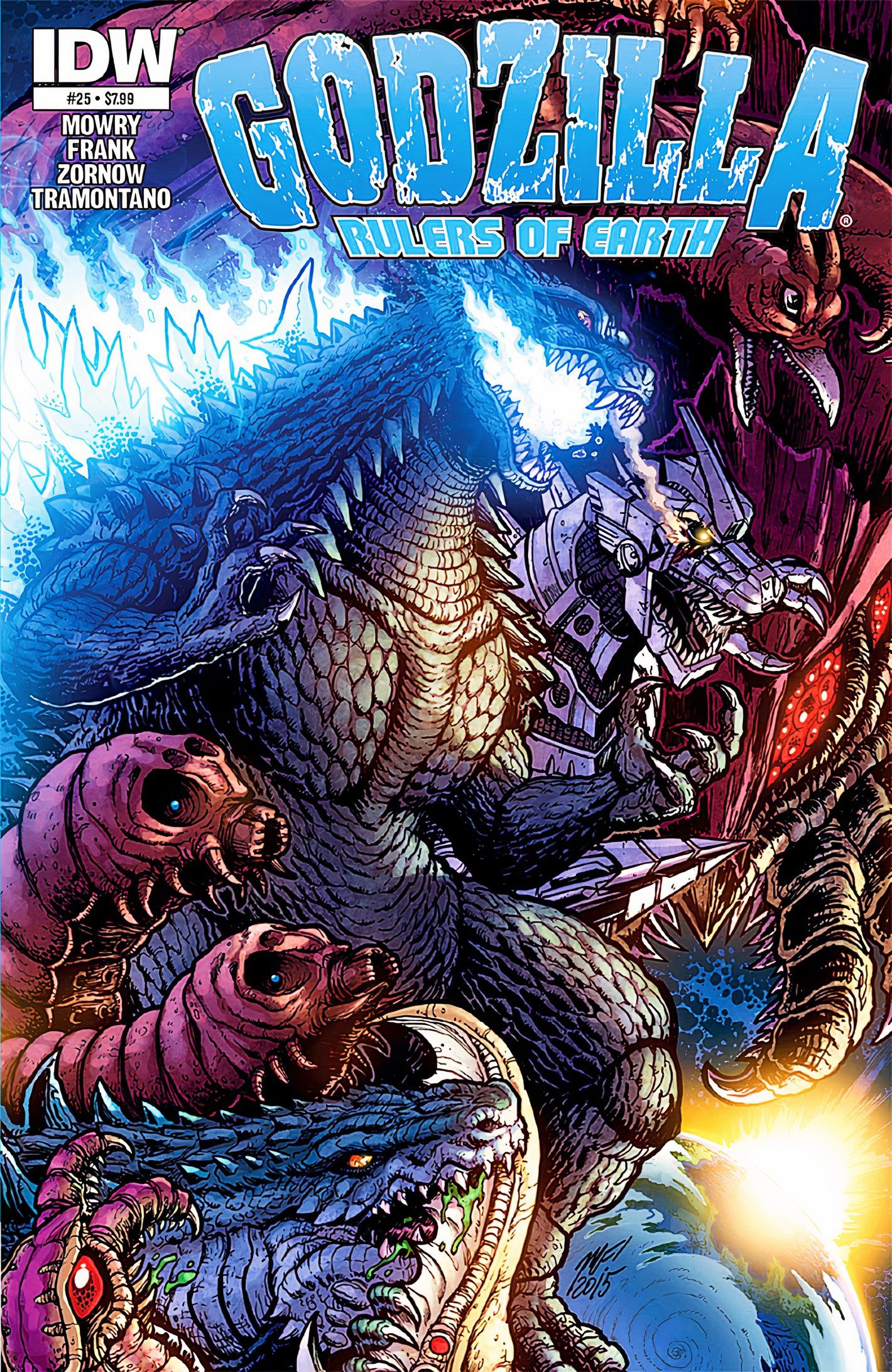 Godzilla Rulers of Earth #25 Portada principal, Godzilla y los defensores Kaiju de la Tierra reunidos