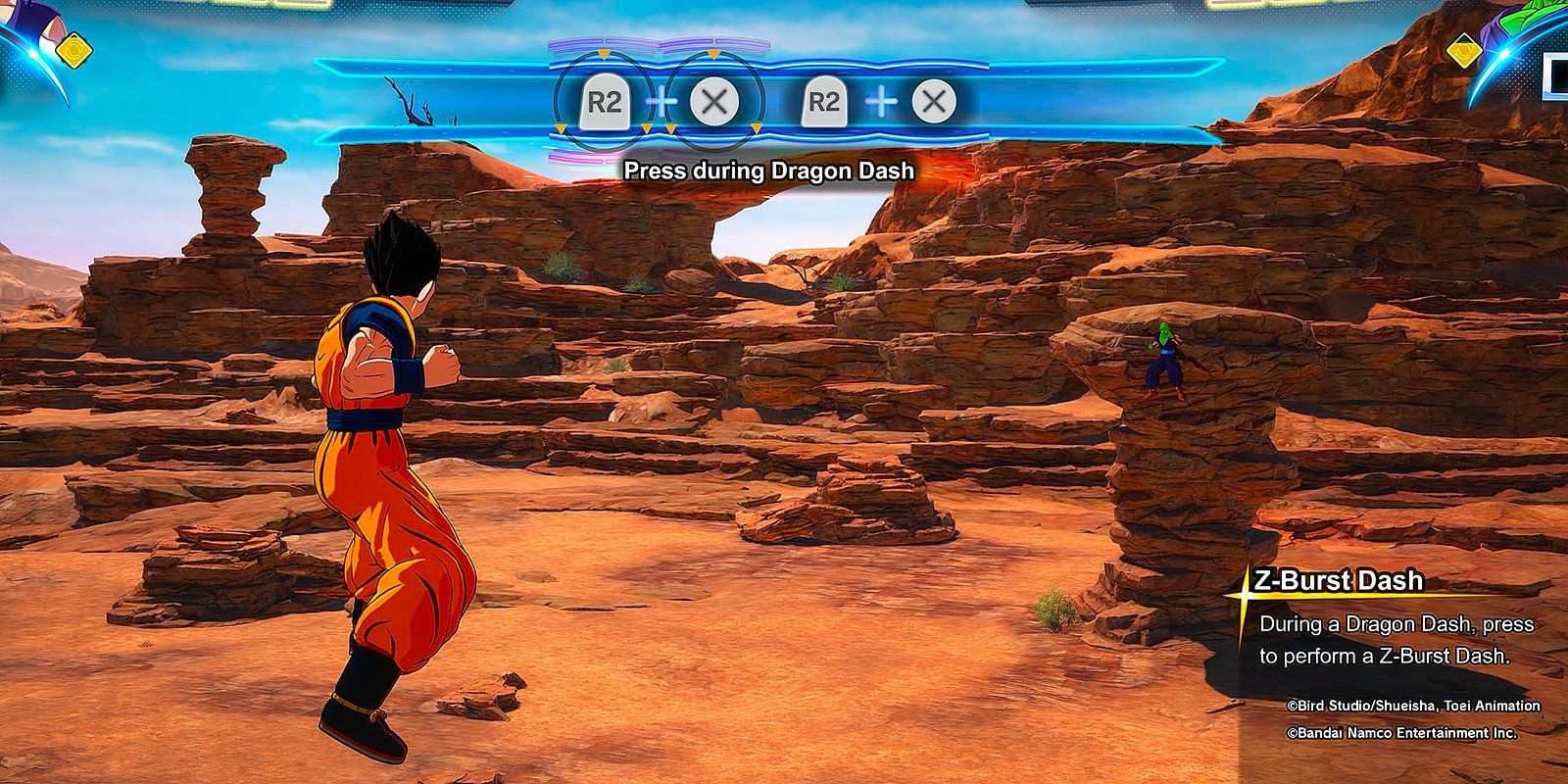 Gohan and Piccolo train to use the Z-Burst Dash in Dragon Ball: Sparking! Zero.