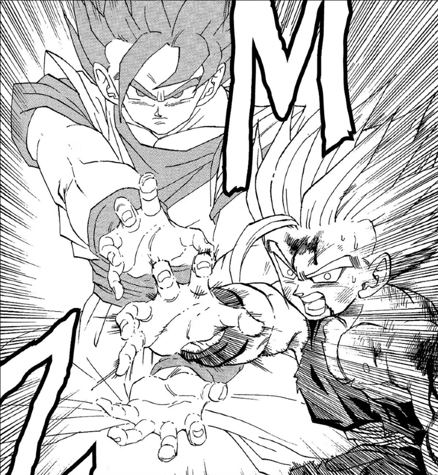 Goku and Gohan launching a Kamehameha