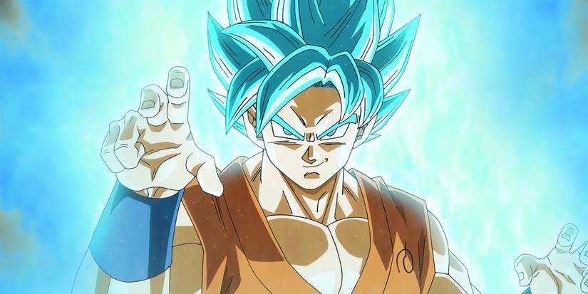 Goku in Super Saiyan Blue form during his battle against Frieza. 