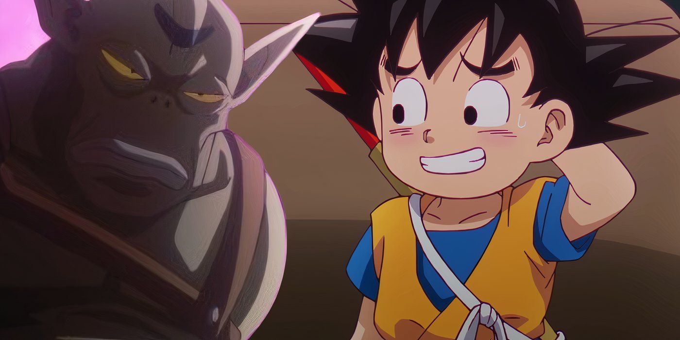 Goku laughs nervously in front of bandits in Dragon Ball Daima