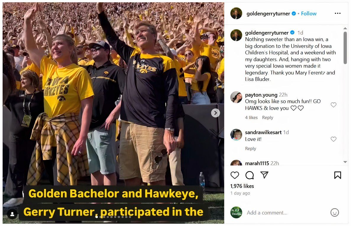 The Golden Bachelor star Gary Turner's Instagram post about college football win after social media break.