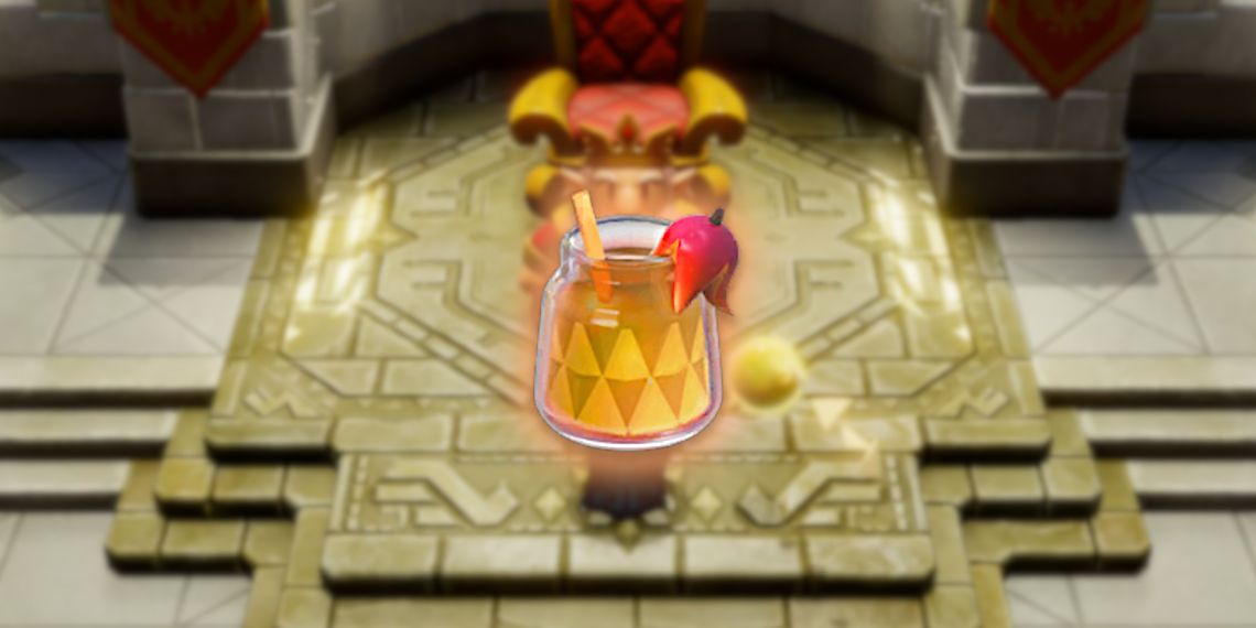 Golden Tough Smoothie in front of Throne Room in The Legend of Zelda: Echoes of Wisdom.