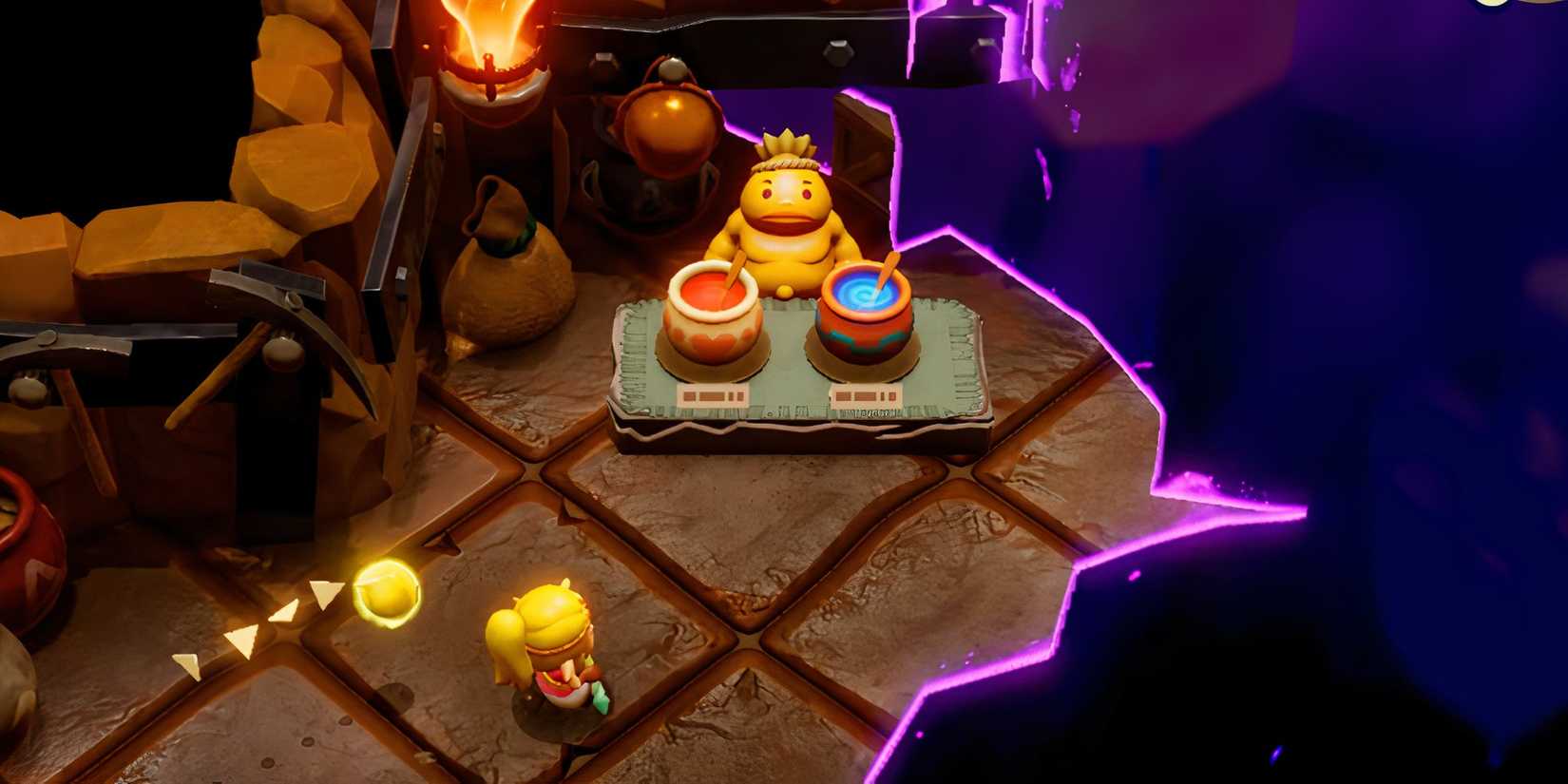 Goron Shop Before Rift Completed in The Legend of Zelda: Echoes of Wisdom.