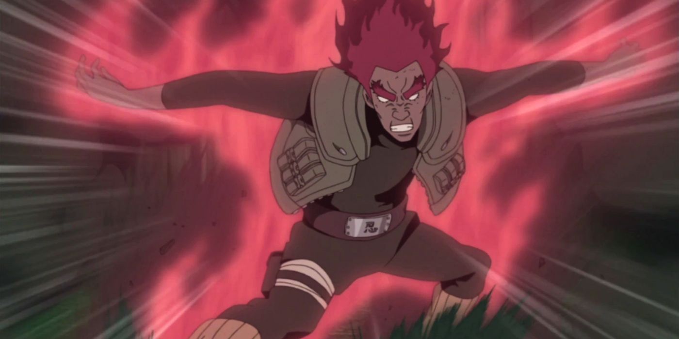 Guy unleases the Eight Gates while fighting Madara Uchuha