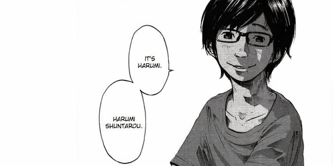 Harumi de Goodnight Punpun sorrindo e dizendo seu nome.