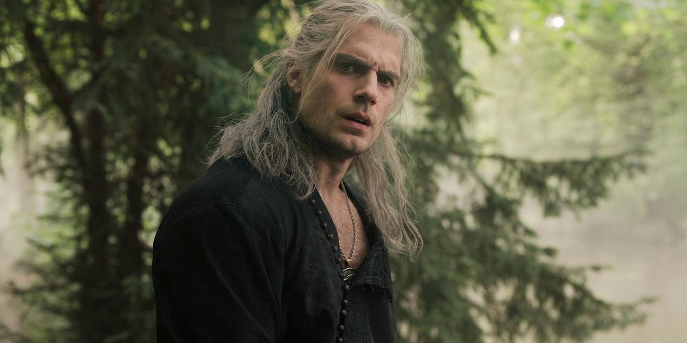 Henry Cavill as Geralt of Rivia in The Witcher standing in the forest in episode 5 of season 1