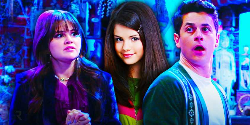 Selena Gomez as Alex Russo and David Henrie as Justin Russo in Wizards Beyond Waverly Place.