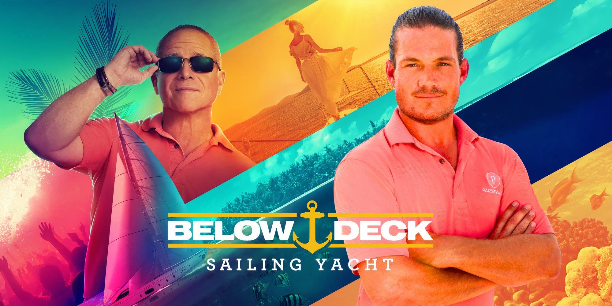 Below Deck Sailing Yacht Season 5 promo shot with captain glenn shephard and gary king