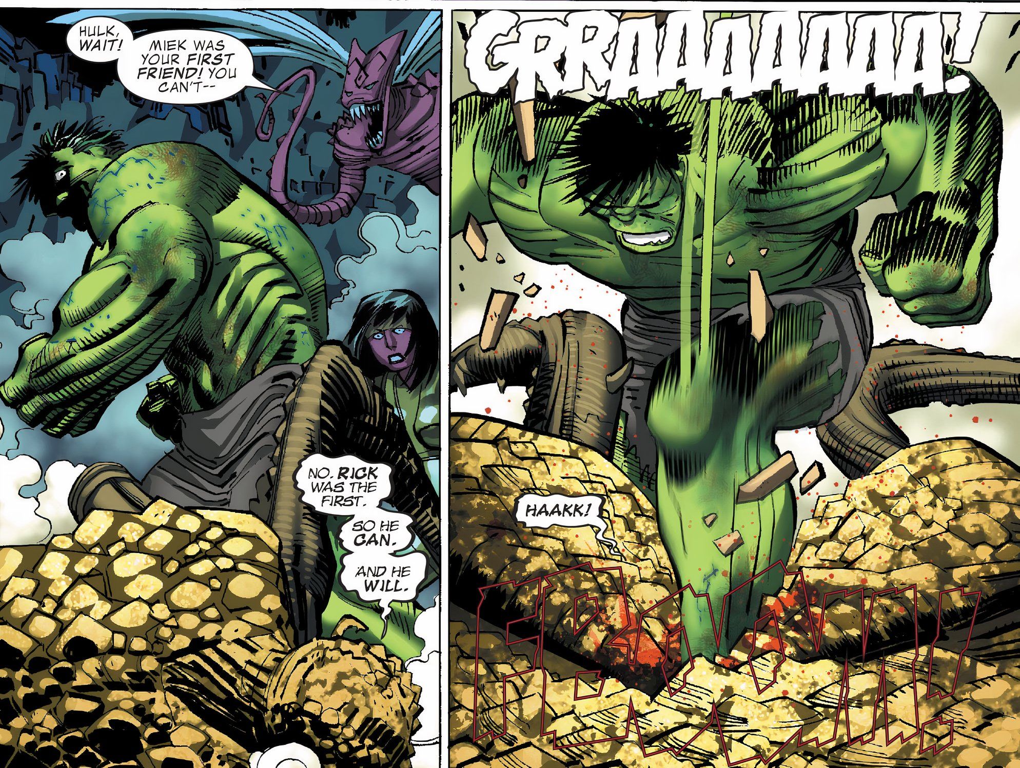 Hulk Kills his Warbound after discovering Miek killed Caiera.