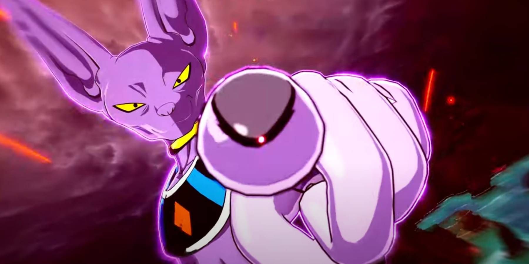 Dragon Ball Sparking Zero Beerus używający ostatecznego ataku, aby zniszczyć przeciwnika