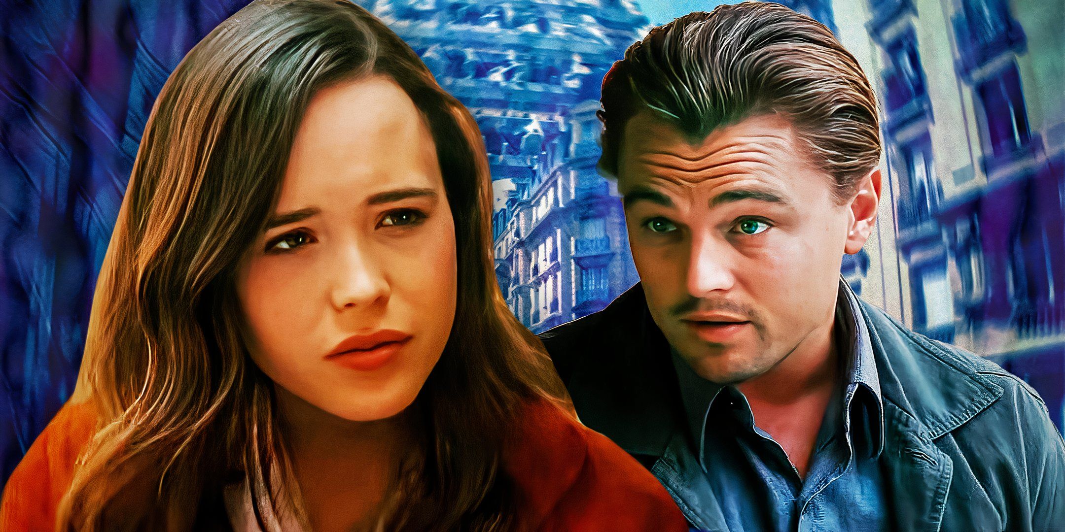 Imagem personalizada de Elliot Page como Ariadne e Leonardo DiCaprio como Dom Cobb em Inception