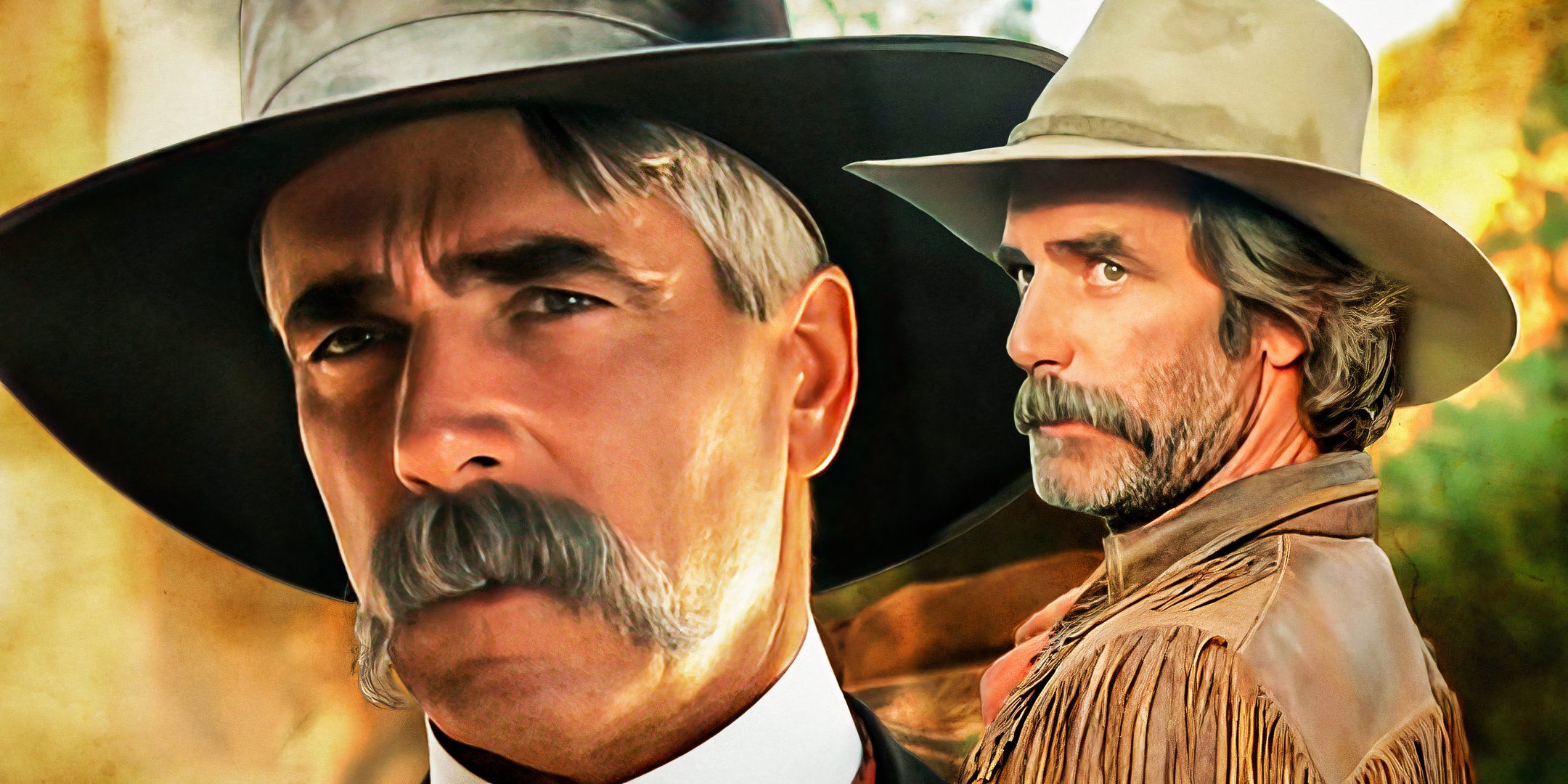 imagery from The Quick and the Dead and Tombstone of Sam Elliot in a cowboy hat