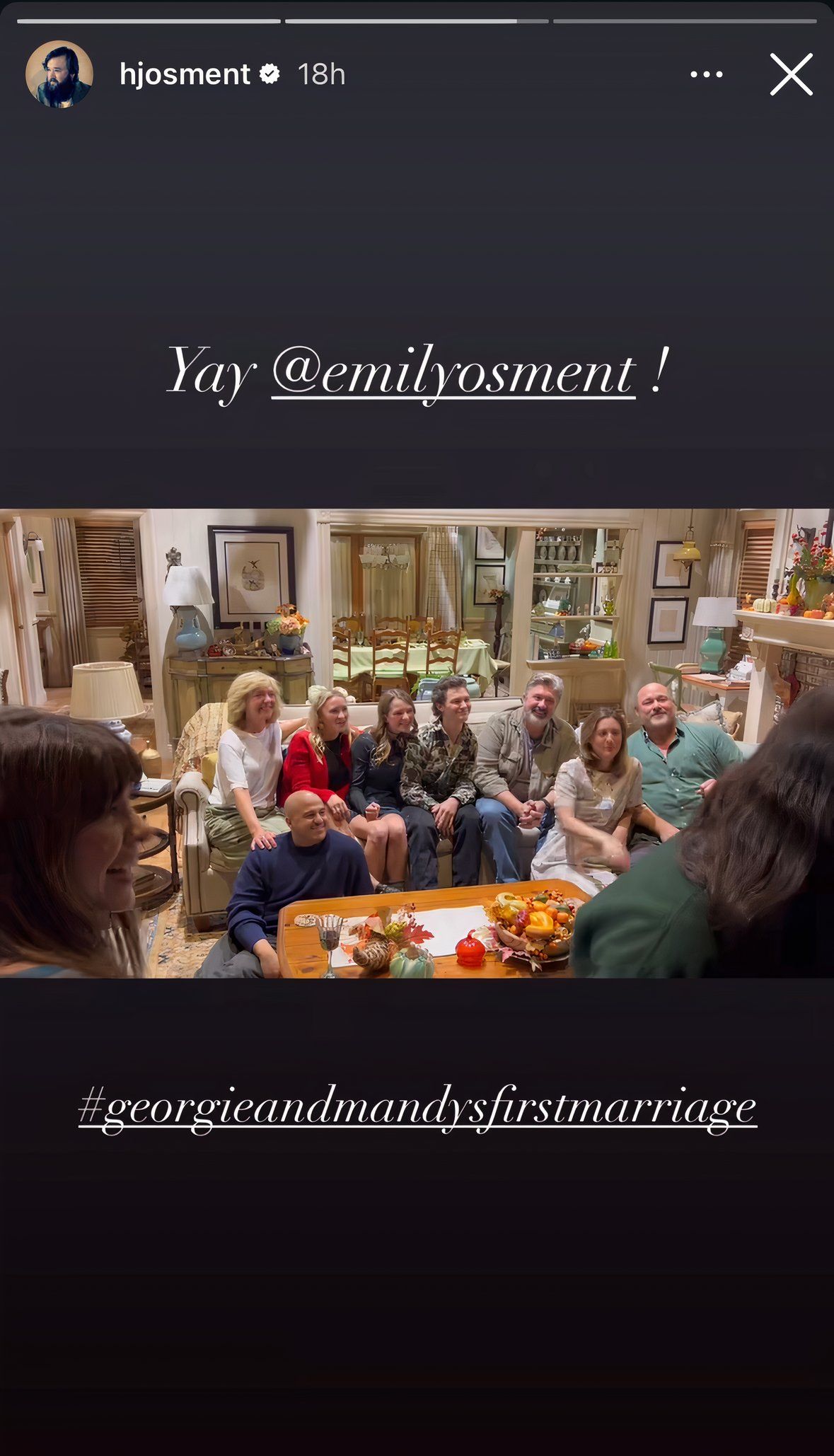 The cast of Georgie & Mandy's First Marriage with Lance Barber and Zoe Perry