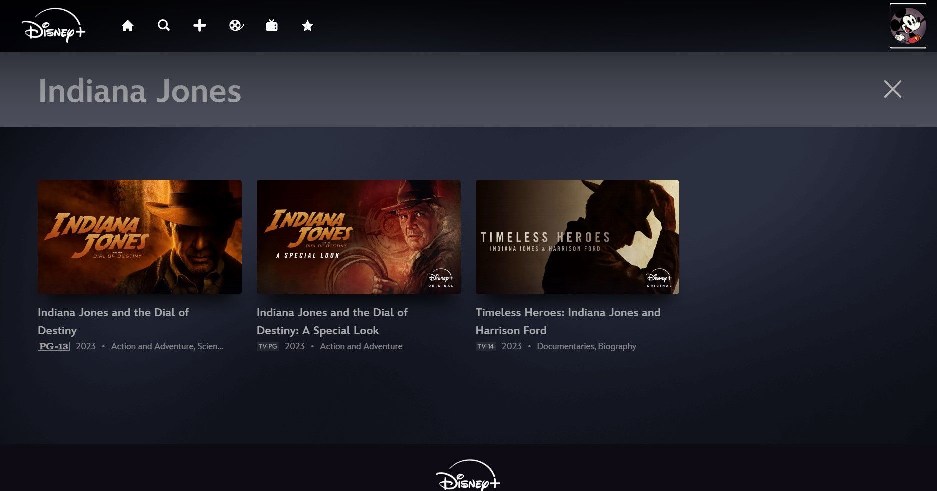 Indiana Jones Disney Plus Search