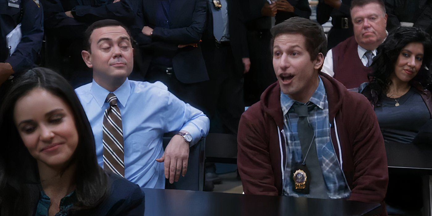 Jake sitting behind Amy in Brooklyn Nine-Nine