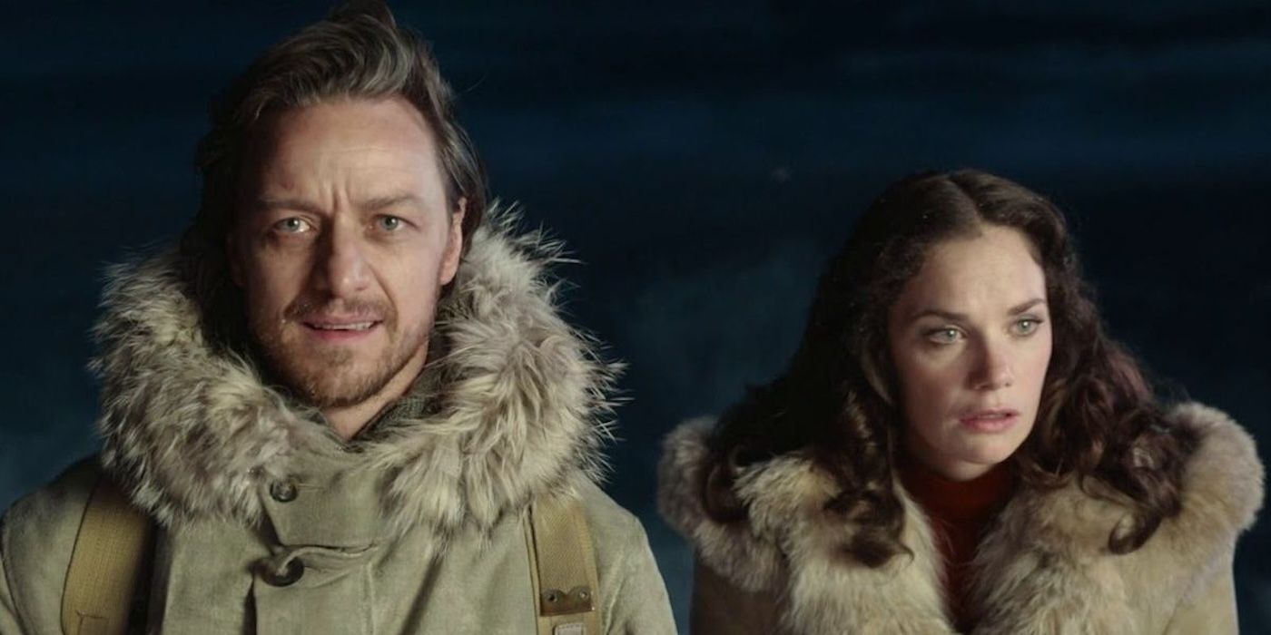 James McAvoy as Lord Asriel and Ruth Wilson as Mrs. Coulter in His Dark Materials