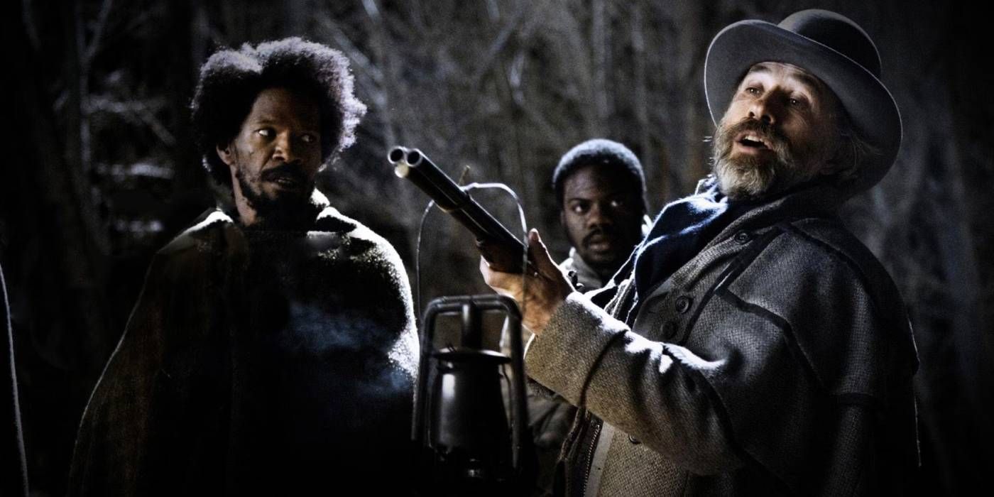 Jamie Foxx como Django y Christoph Waltz como Dr. Schultz en la escena inicial de Django_Unchained