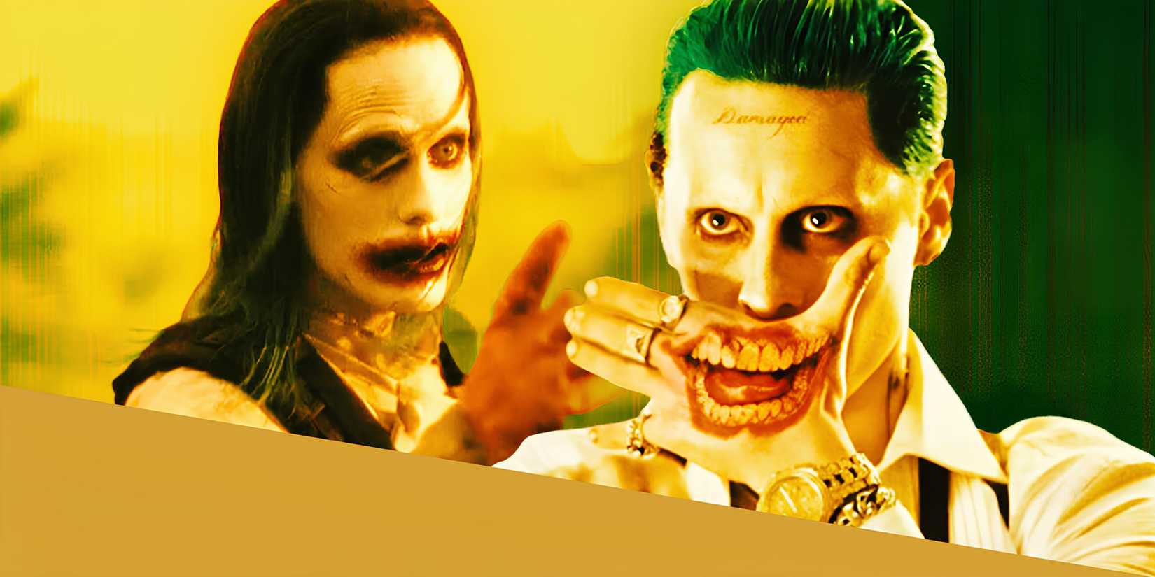 Jared Leto as Joker in Suicide Squad and Zack Snyder's Justice League