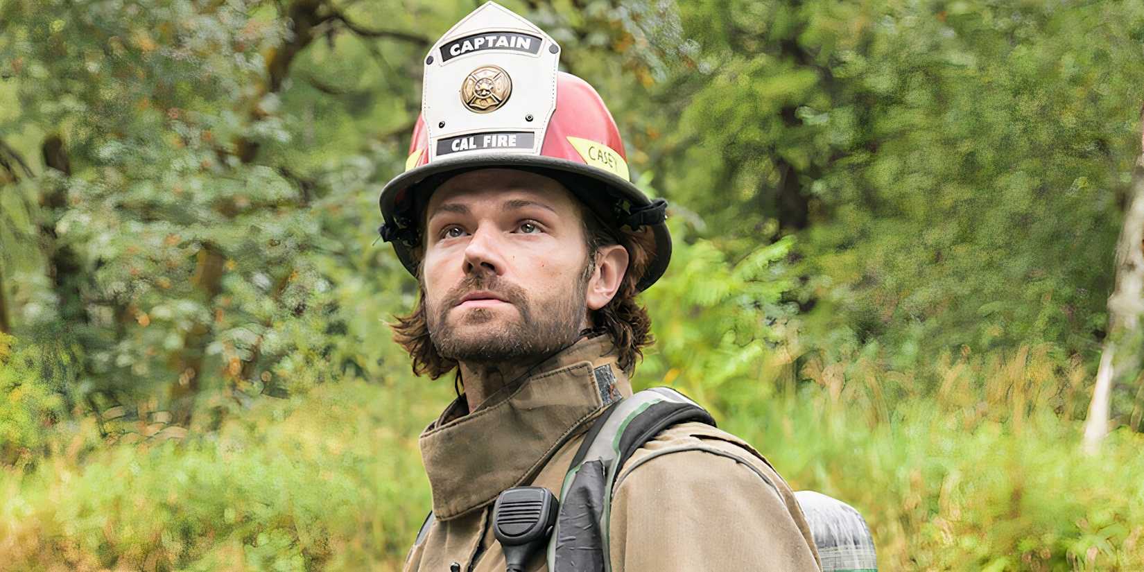 Jared Padalecki as Camden looking intensely at something in Fire Country season 3