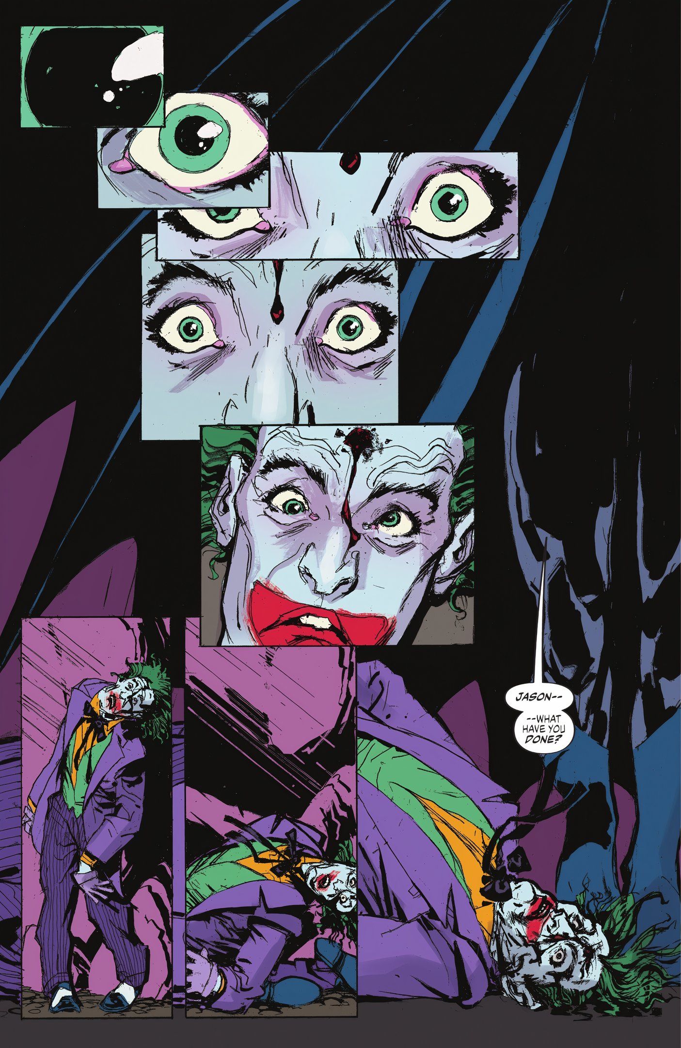 Página de quadrinhos: Jason Todd atira e mata o Coringa