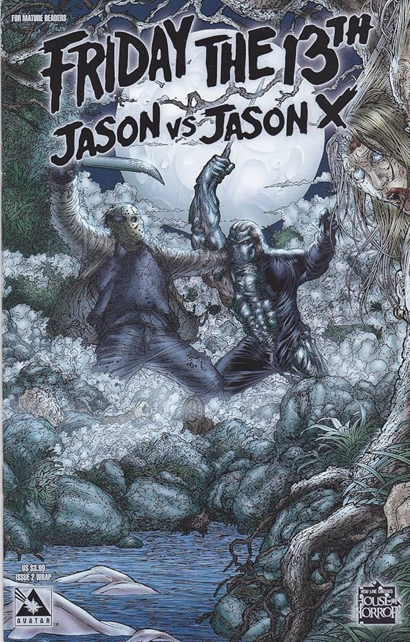 Jason vs Jason X Cover Art Featuring Jason and Uber Jason Battling in Camp Crystal Lake