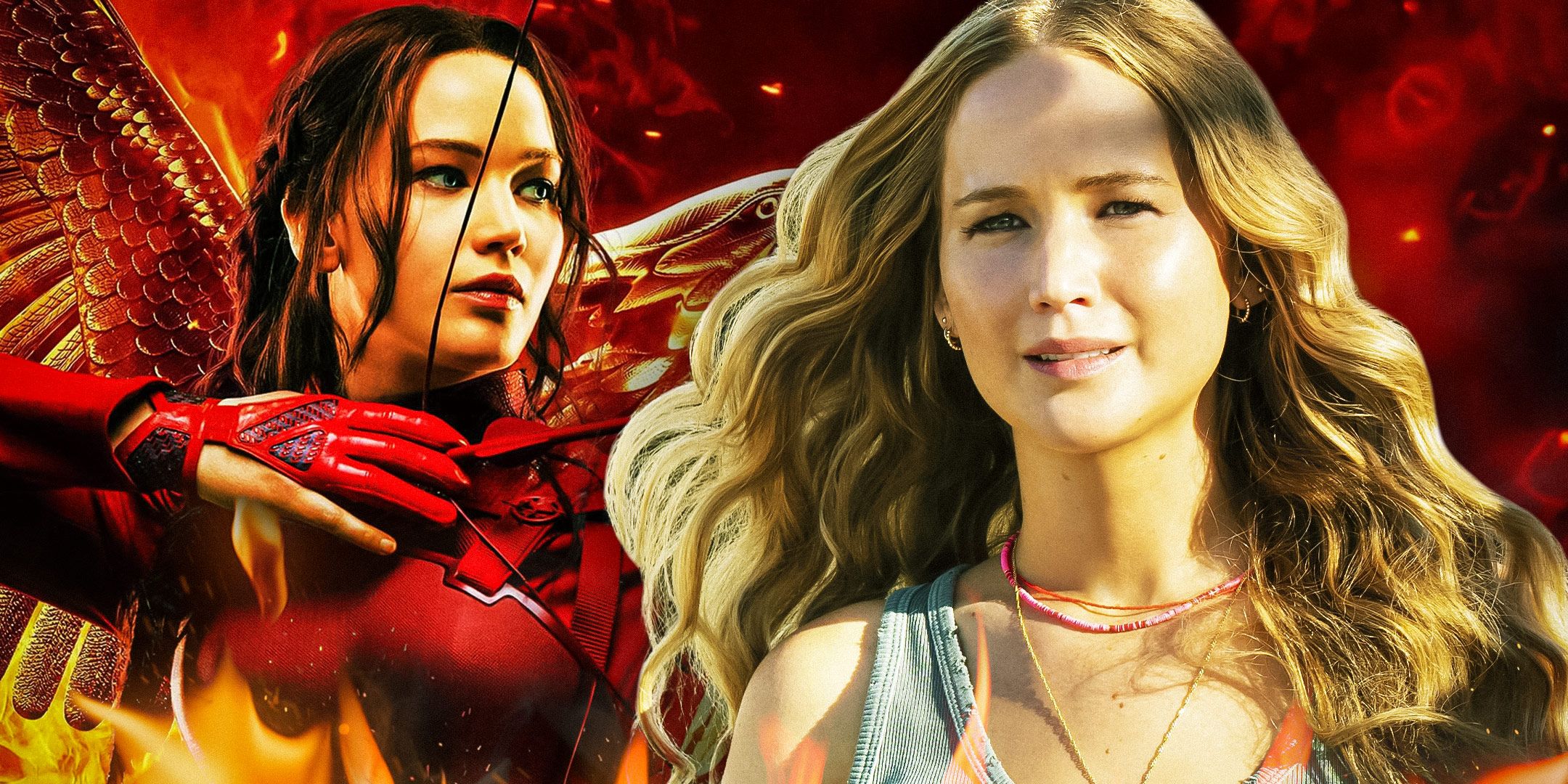 Jennifer Lawrence in The Hunger games and No Hard Feelings