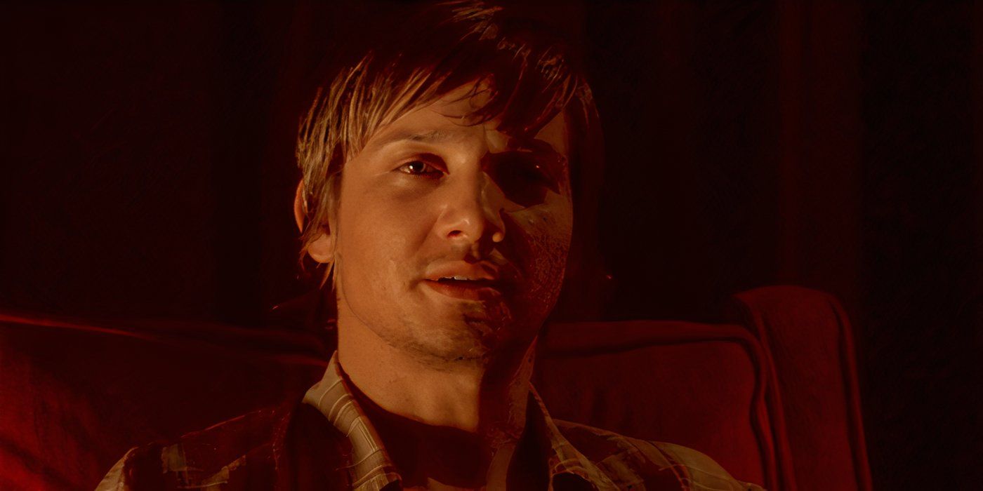 Jeremy Renner as Jeffrey Dahmer looking at the camera