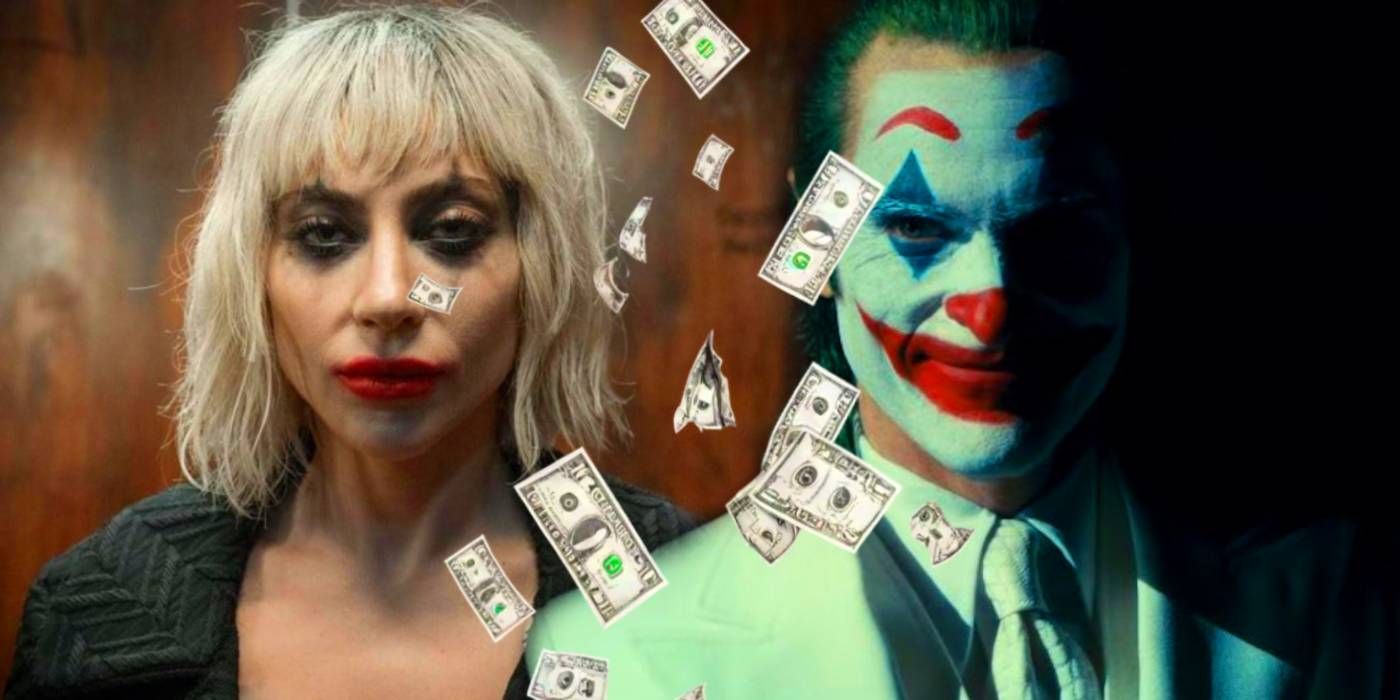 Joker Folie es un Deux Joker y Harley Quinn con imagen personalizada de dinero cayendo