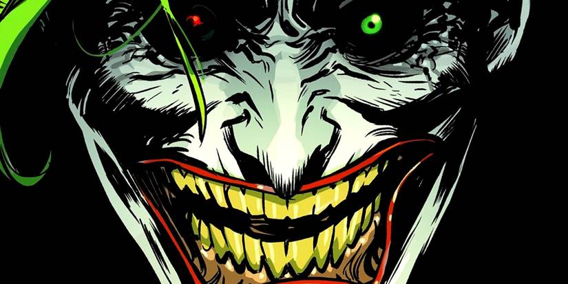 Comic book art: joker looking evil while smiling in dc comics