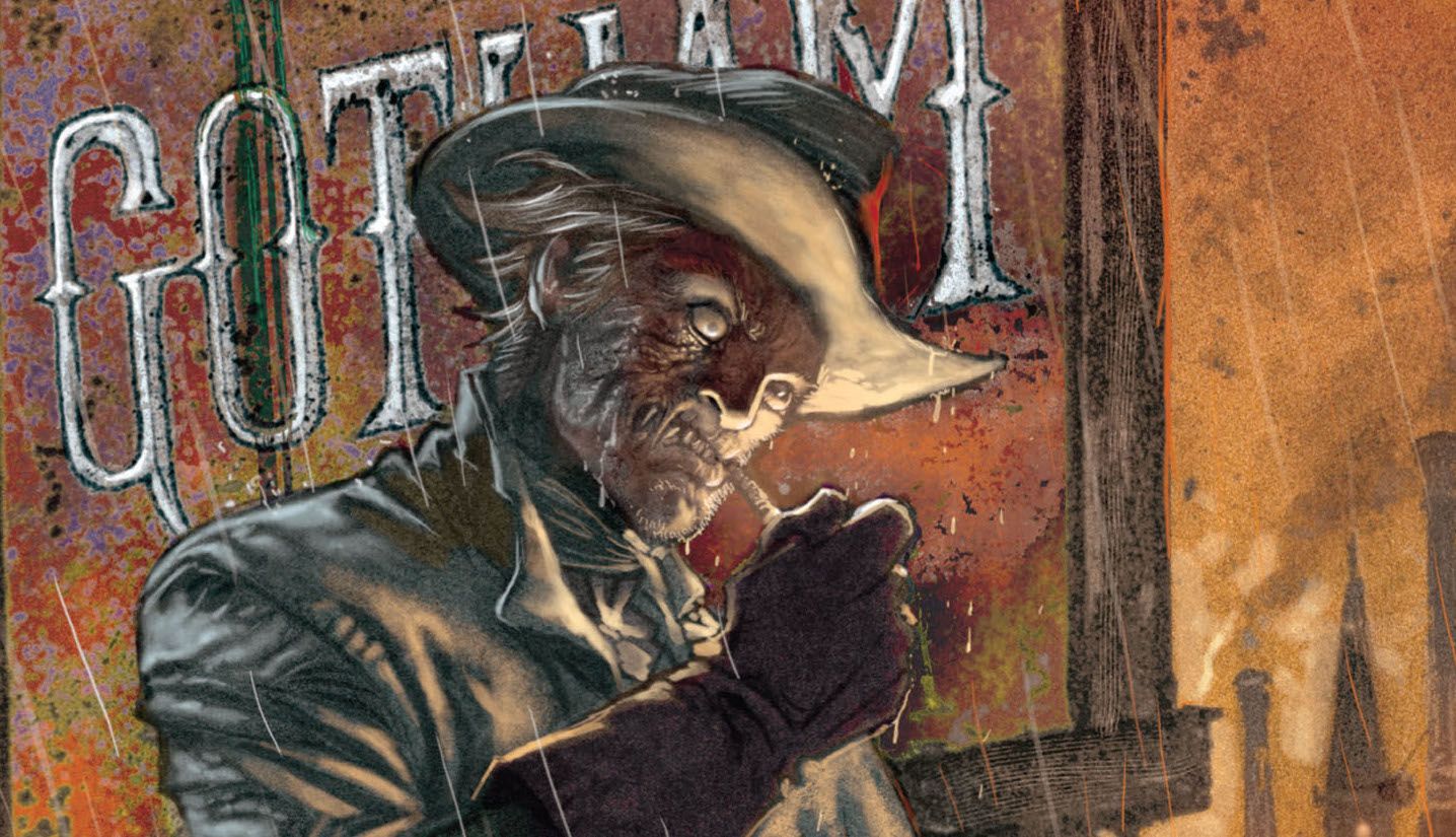 Jonah Hex acende um charuto em frente à placa de Gotham