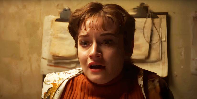Julia Garner looking terrified as Terry in Apartment 7A