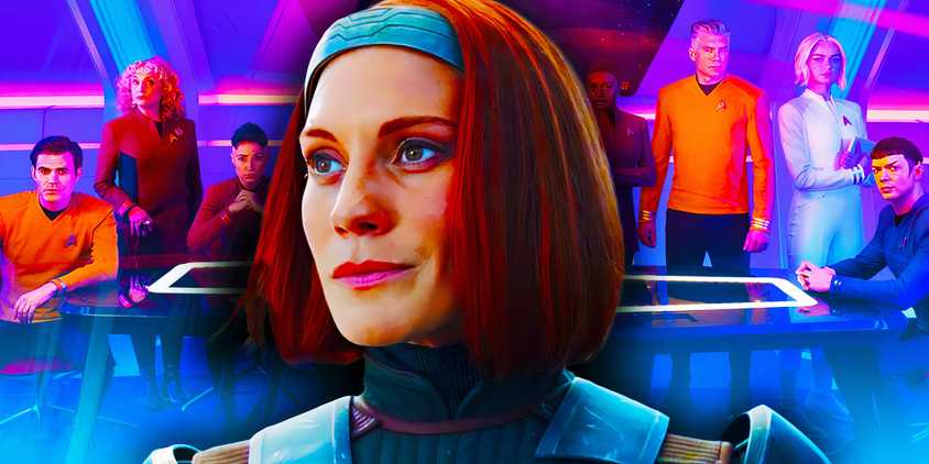 Katee Sackoff as Bo-Katan and the cast of Star Trek: Strange New Worlds