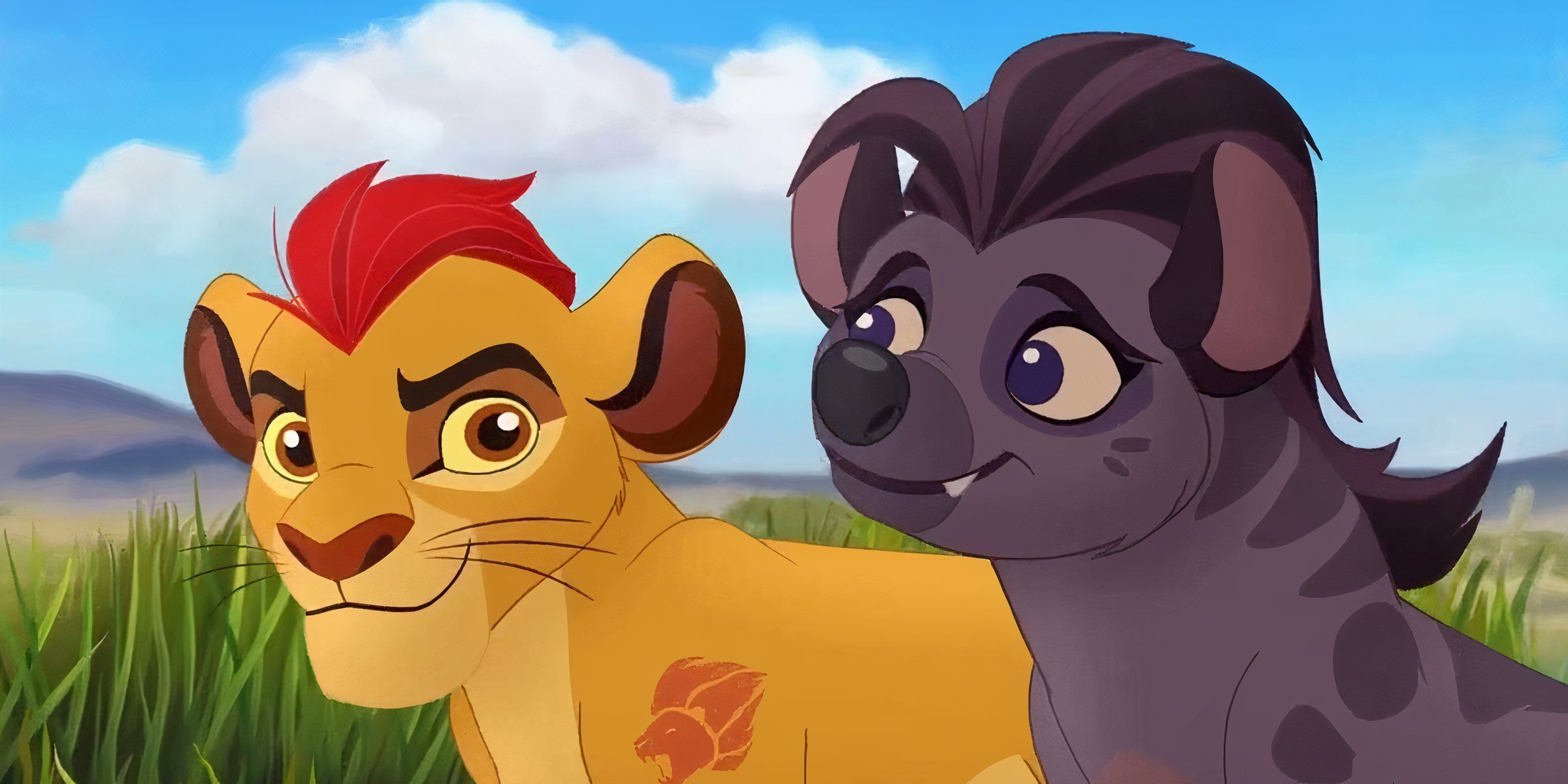 Kion and Jasiri in the tall grass in The Lion Guard