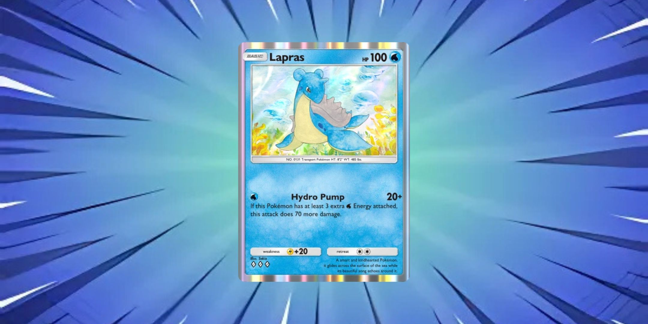 Lapras Card Pokemon Card Game Pocket with a blue background.