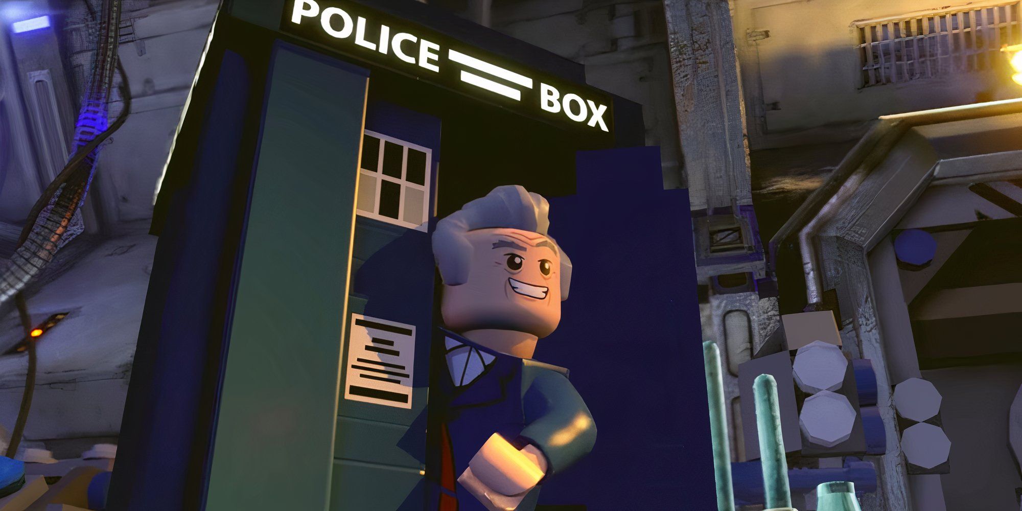 Lego Dimensions Doctor Who 2 with one Doctor smiling outside the TARDIS