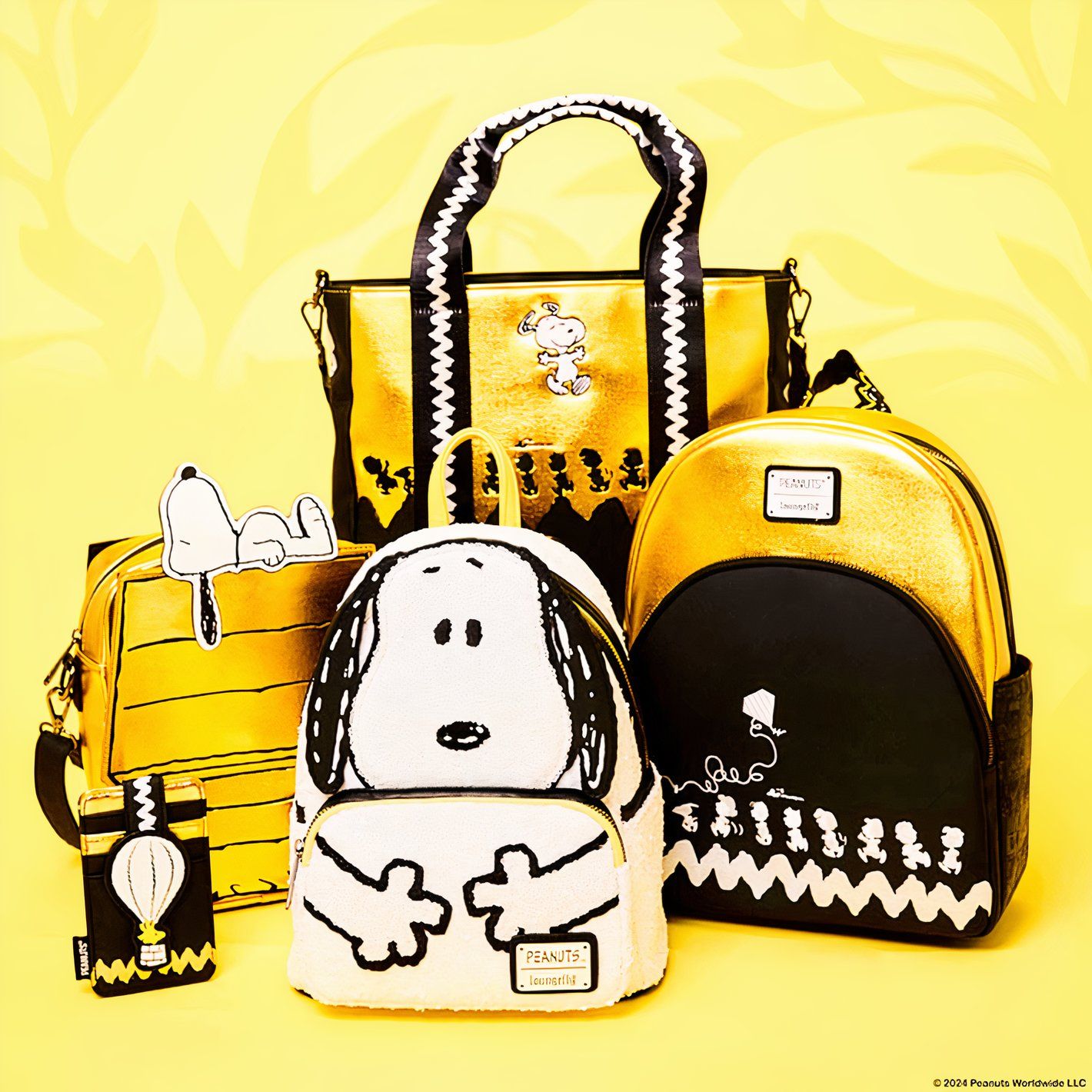 Edição limitada Peanuts 75º aniversário Snoopy Sequin Cosplay Mini mochila e outros itens