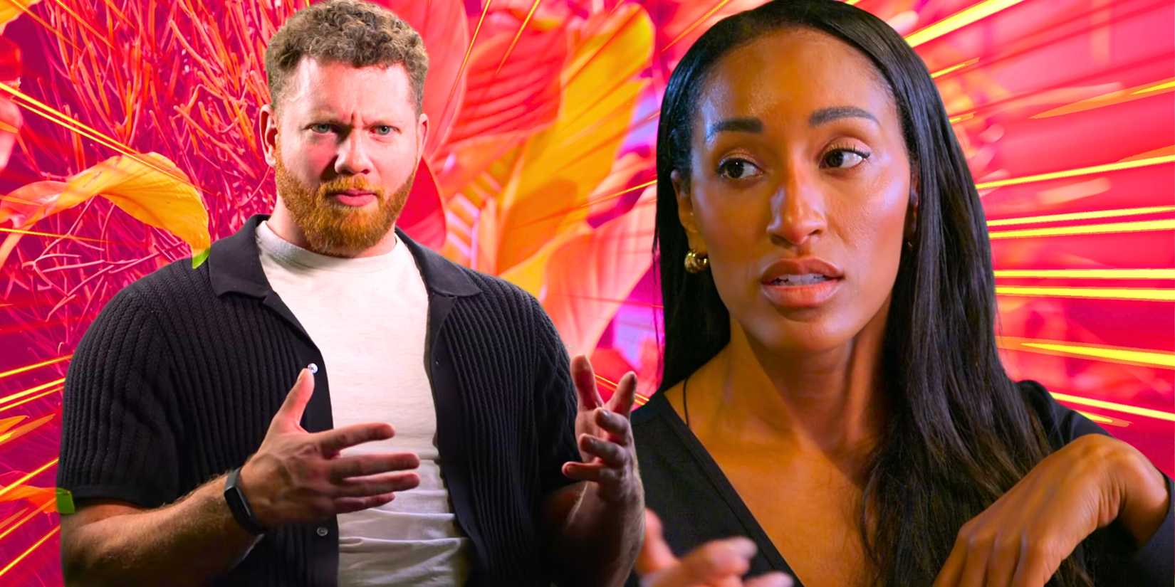 Love Is Blind season 7 Stephen Richardson and Monica David in side by side images looking upset