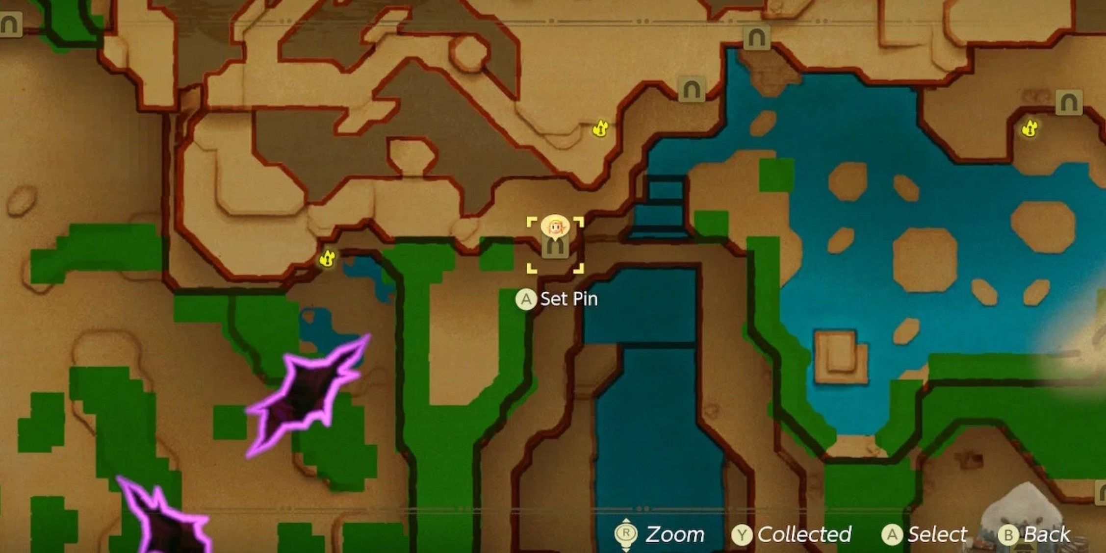 Mapa da caverna Ice Spikes na lenda de Zelda ecos da sabedoria