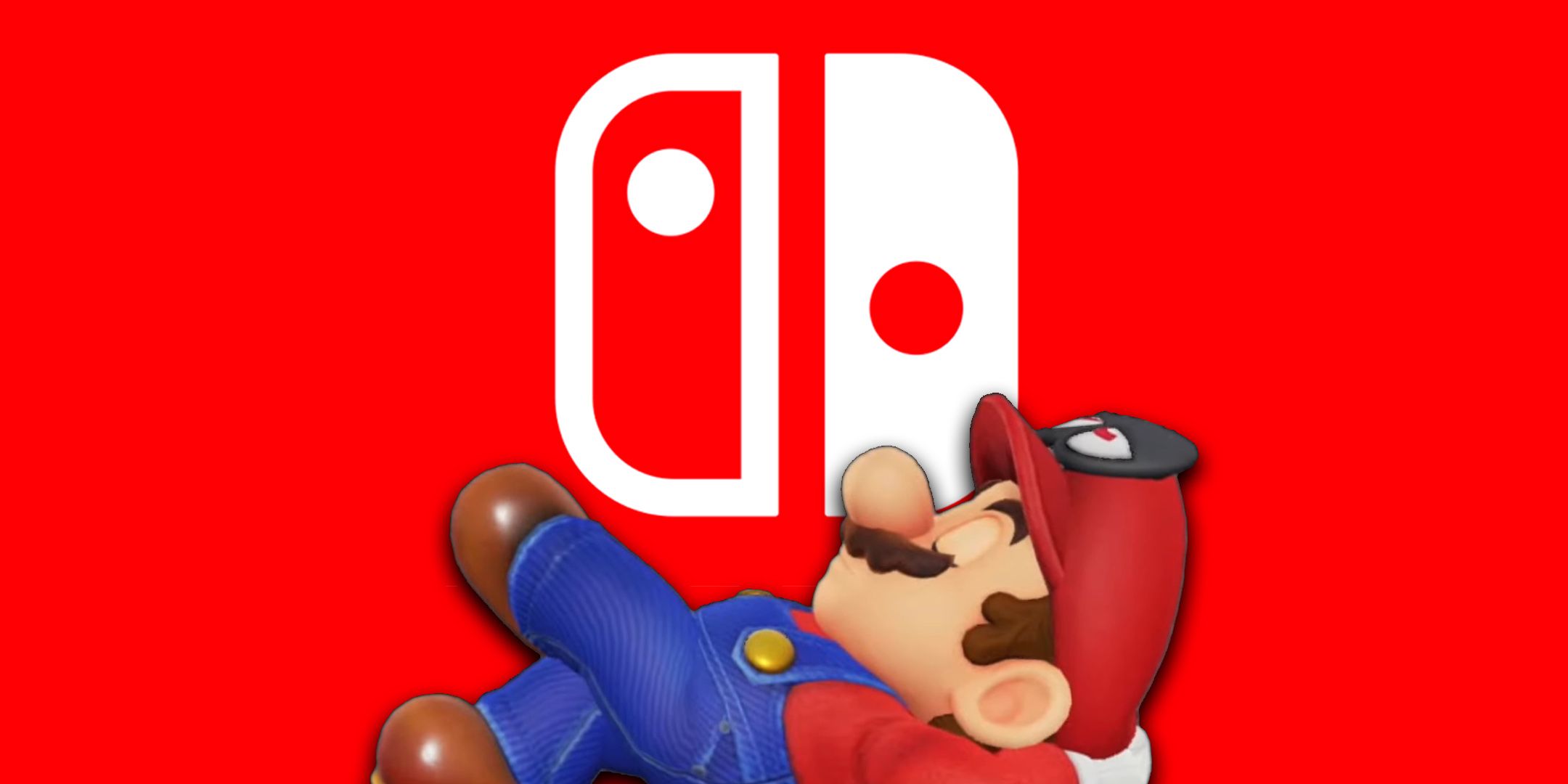 Mario sleeping in front of a Nintendo Switch logo.