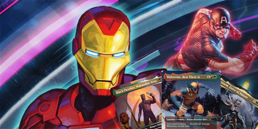 Art from the Iron Man and Captain America cards, with other Magic: the Gathering cards displayed.