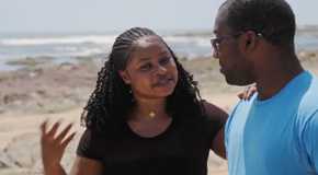 Matilda Nti in 90 Day Fiance talking animatedly to Niles at beach