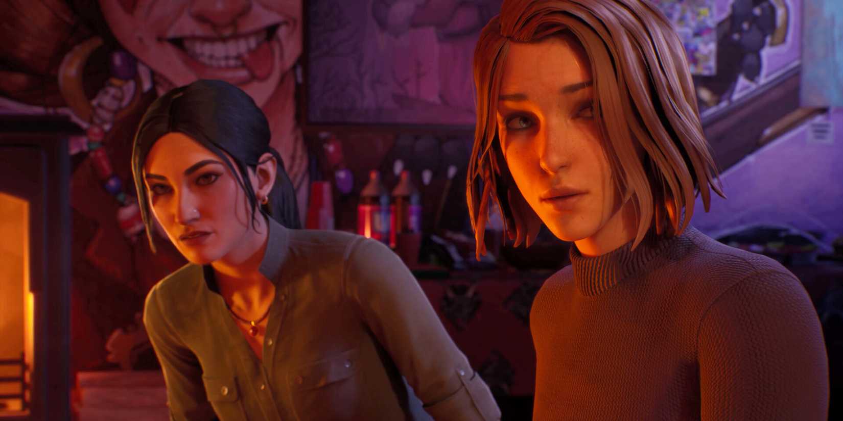 Max and Safiya near a fireplace in Life is Strange: Double Exposure.