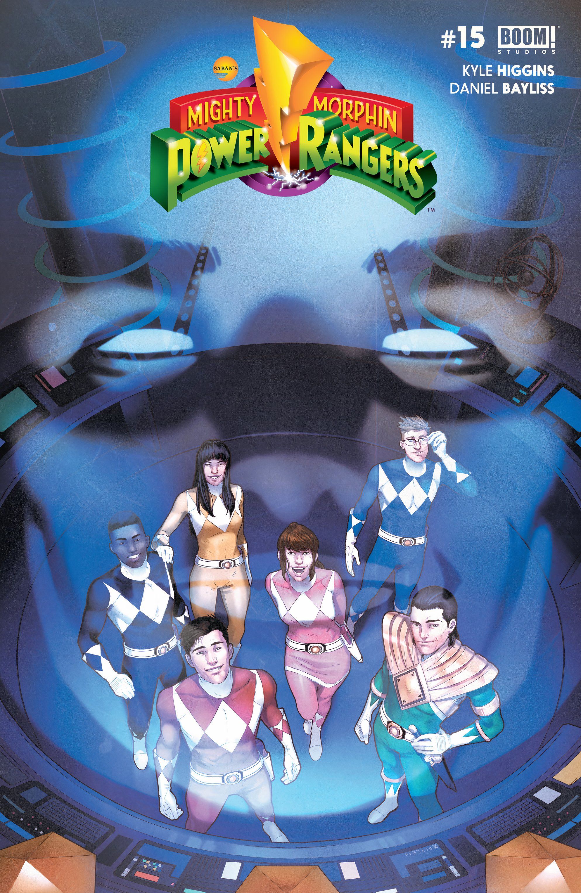 Mighty Morphin Power Rangers olham para Zordon