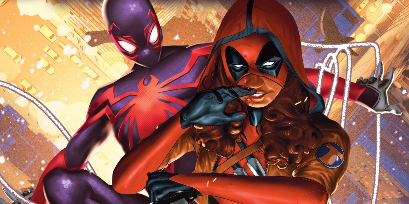 Miles Morales Homem-Aranha em traje Vibranium com o novo Deadpool Ellie da Marvel