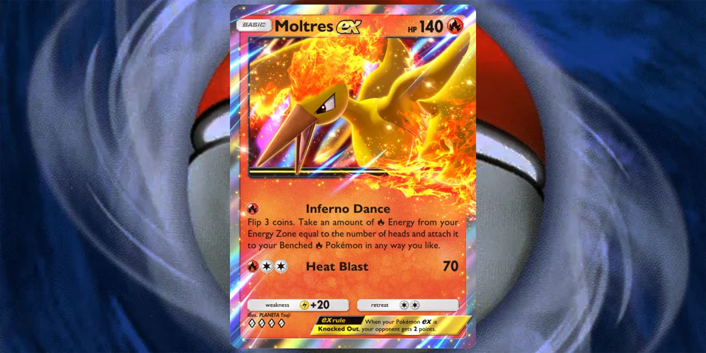 Ex Moltres del juego móvil Pokemon TCG Pocket