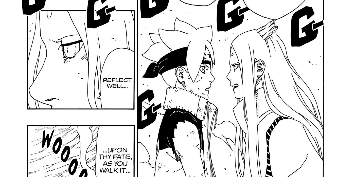 Momoshiki gives Boruto his karma after he was defeated.