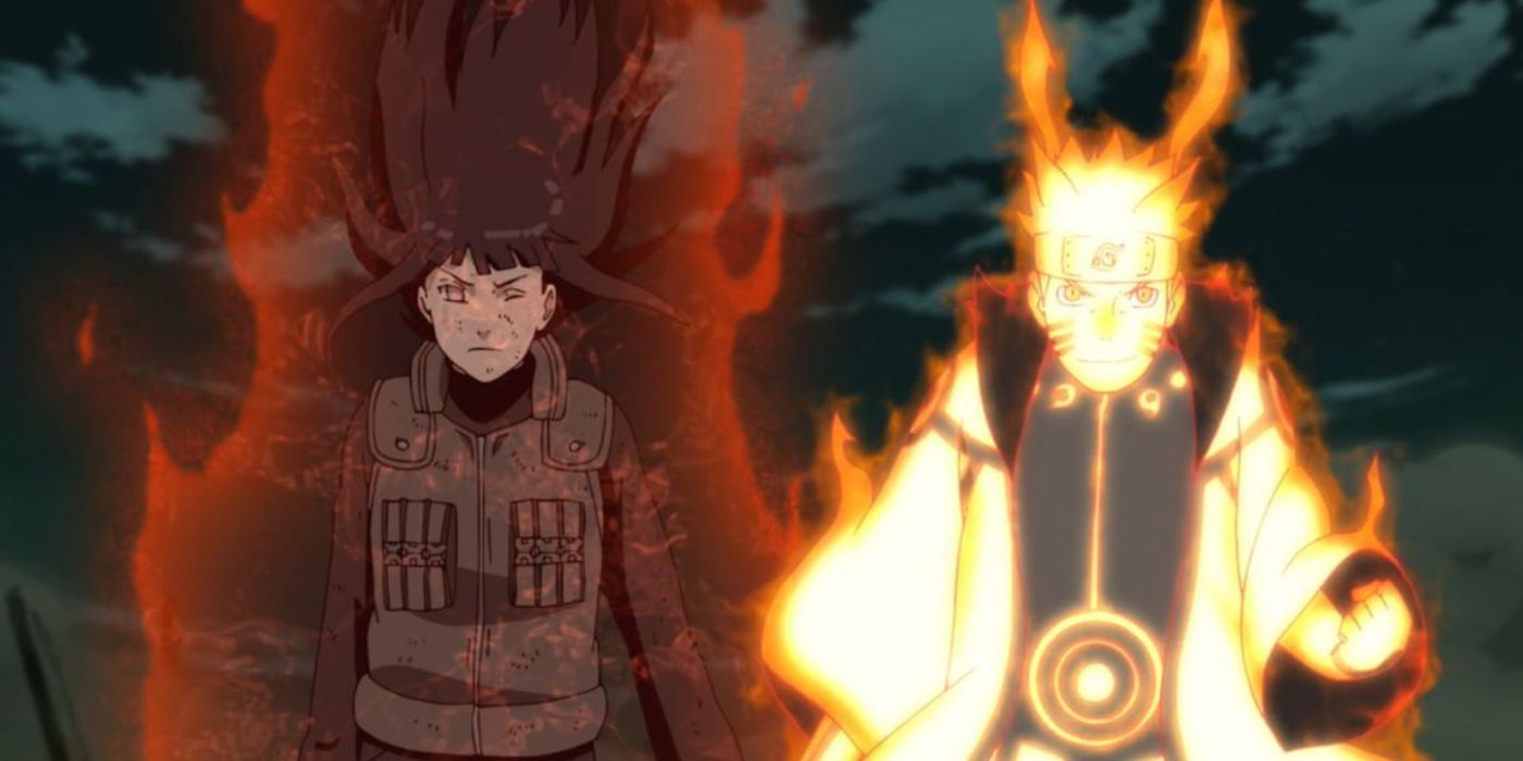 Naruto and Hinata holds hand while he shares Kurama's chakra with everyone