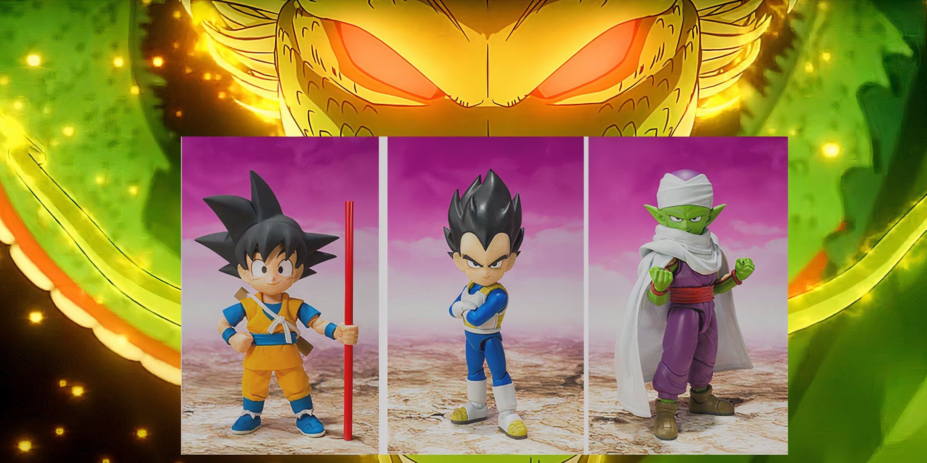 New Dragon Ball DAIMA mini figures in front of Shen Ron